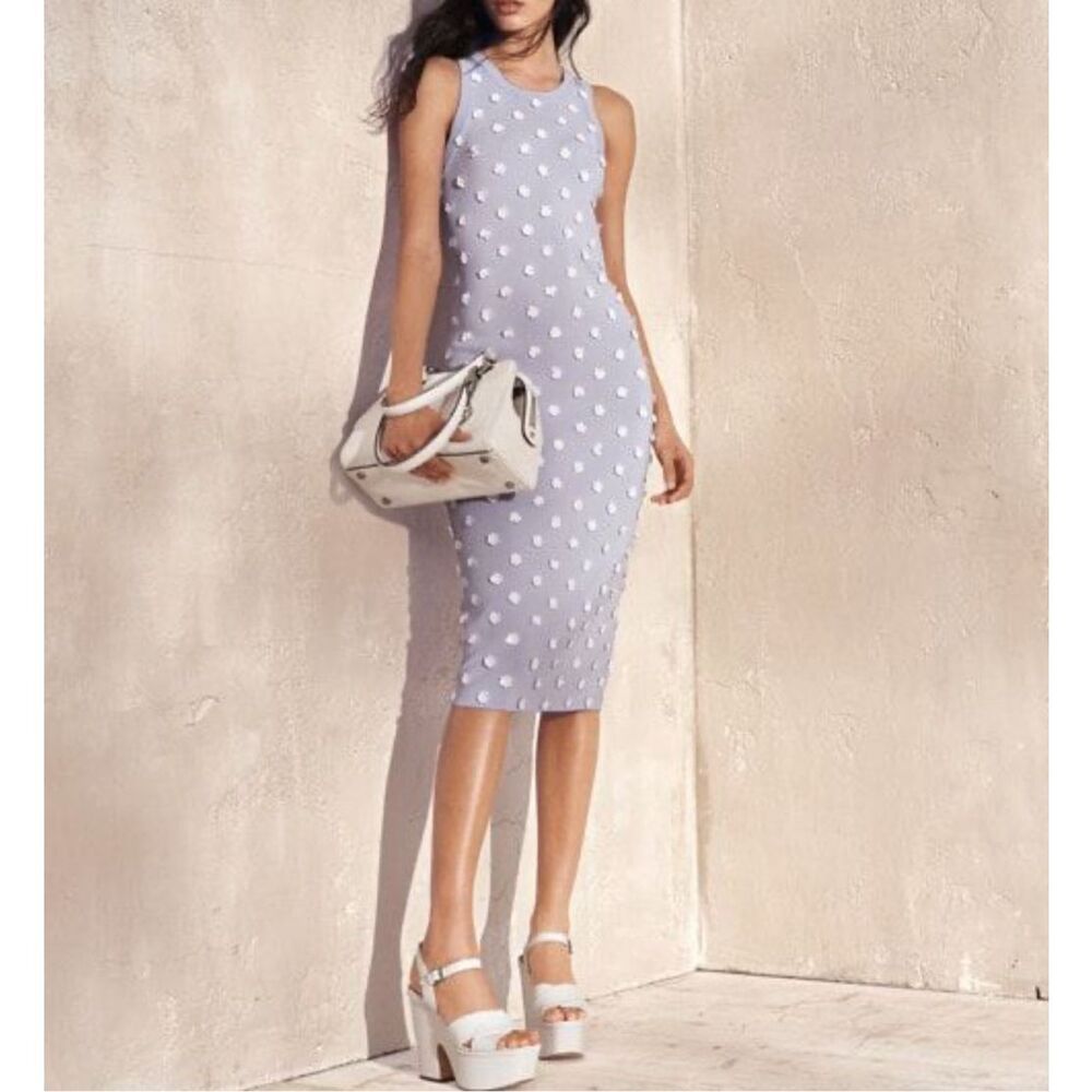 MK lavender sleeveless floral sequin appliqué bodycon dress size large